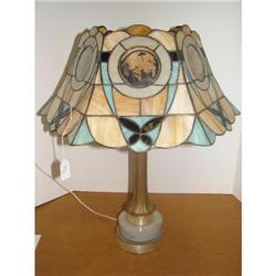 Leaded Lamp with Silhouette Medallions