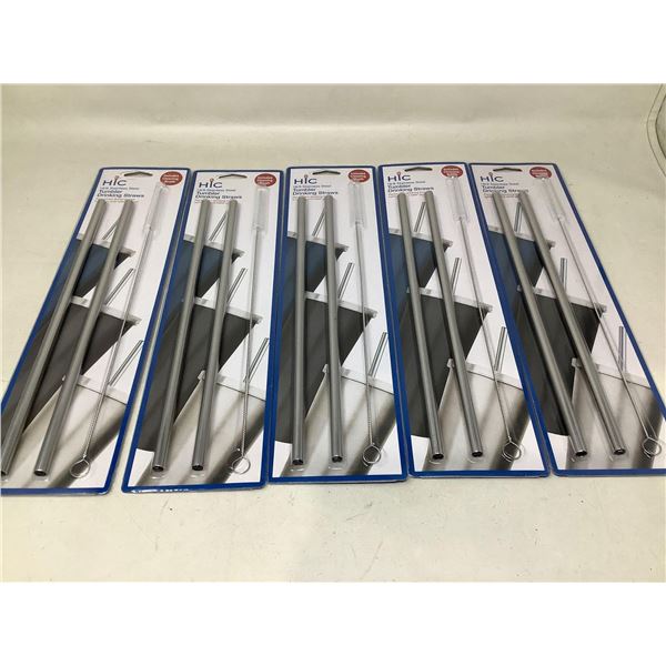 NEW HIC Tumbler Drinking Straws With Cleaning Brush Lot Of 5