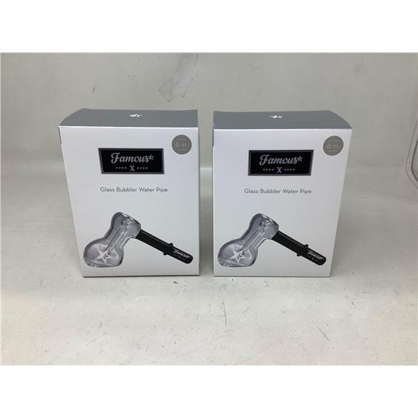 Famous X Glass Bubbler Water Pipe 6" Lot Of 2