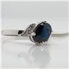Image 3 : 10K White Gold Natural Sapphire(1.05ct) Diamond(0.06ct) Ring (~Size 6) (~weight 2.2g), Made in Canad