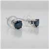 Image 3 : 14K White Gold Blue Diamond(0.38Ct,I1-I2) Treated Color Earrings (~weight 0.6g), Made in Canada, App