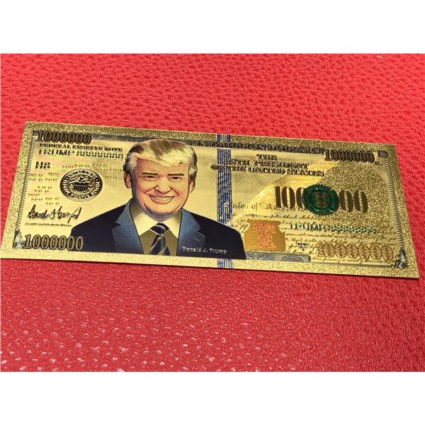 USA Certificate $1000000 Donald Trumop Gold Clad foiled Bank Note, collector