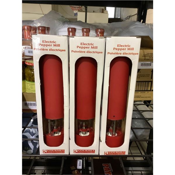 Gourmet Tools Red Electric Pepper Mill Lot of 3