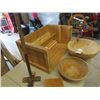 Image 2 : Butter Churn Paddle, Wooden Bread Bowl, & Crate