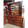 Image 2 : 5 Pc Pine Bedroom Suite, Dresser & Mirror 33" x 58" x 17" Plus Mirror 40" x 48" , Dresser 48" x 31"