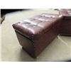 Image 2 : 2 Leather Ottomen, Lined w Metal- Used for Firewood???