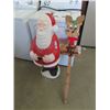 Image 1 : (BC) Santa Yard Ornament & Wooden Rudolf W Light Up Nose