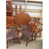 Image 3 : Krug Maple Stepback K Cupboard 72"x48"x18" 46"RD Table, w 6 Leaves 8 1/2" Each, & 6 Chairs (2 of Whi
