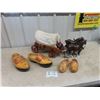 Image 1 : Chuckwagon Display & 2 Sets Wood Shoes