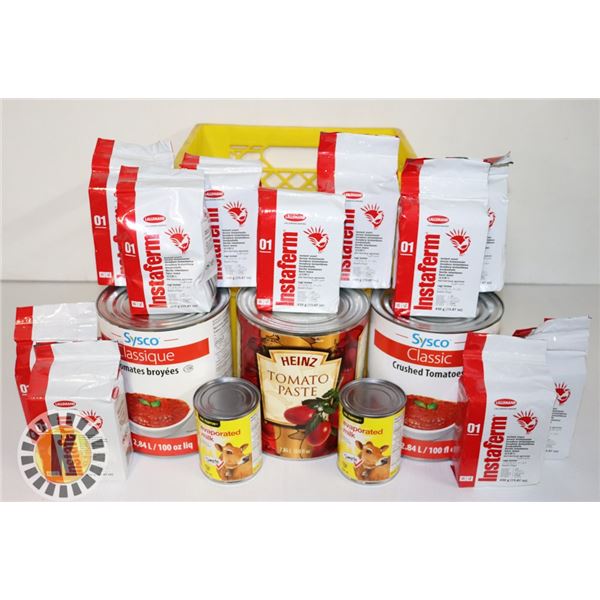 BASKET OF TOMATO SAUCE, EVAPORATED MILK