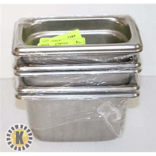 LOT OF 6 X 1/9 PAN STAINLESS STEEL INSERT 6” DEEP