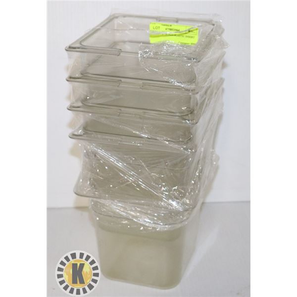 LOT OF 6 X 1/6 PAN PLASTIC INSERT 6” DEEP