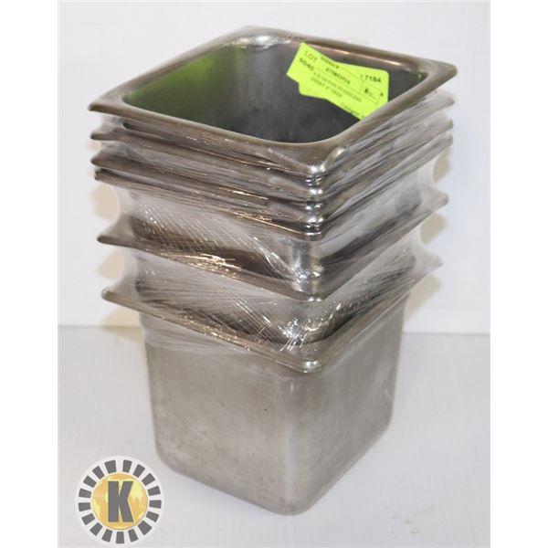 LOT OF 6 X 1/6 PAN STAINLESS STEEL INSERT 6” DEEP