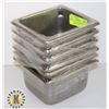 Image 1 : LOT OF 6 X 1/6 PAN STAINLESS STEEL INSERT 4” DEEP