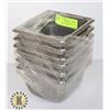 Image 1 : LOT OF 6 X 1/6 PAN STAINLESS STEEL INSERT 4” DEEP