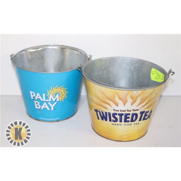 PAIR OF BEER BUCKETS – TWISTED TEA & PALM BAY