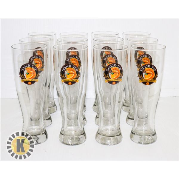 BOX OF 12 SHOCK TOP LAGER GLASSES