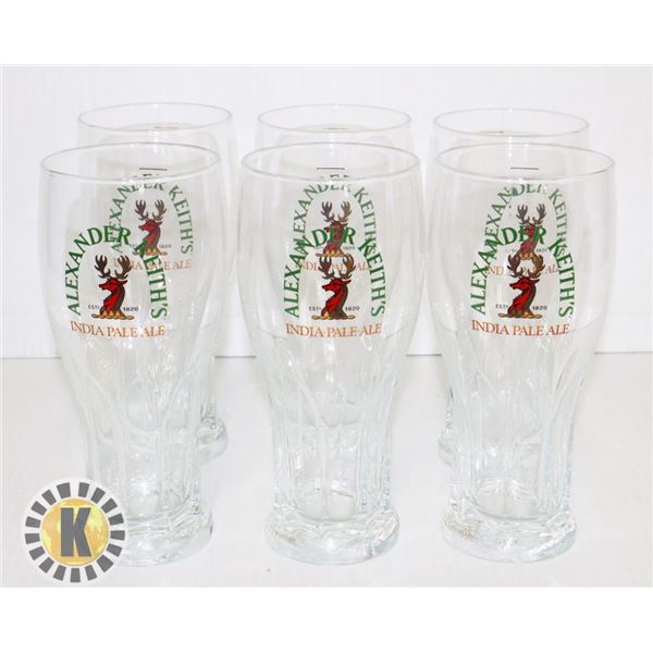 BOX OF 6 ALEXANDER KEITHS 20 BEER GLASSES **NEW**