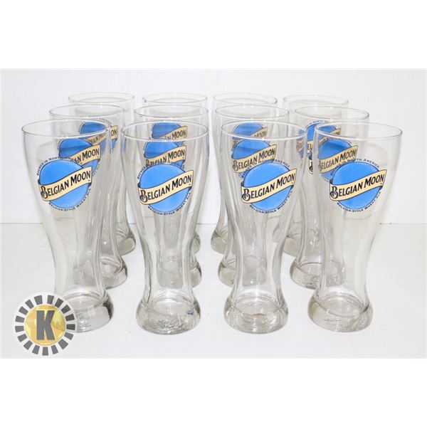 LOT OF 6 BELGIUM MOON TALL PINT GLASSES