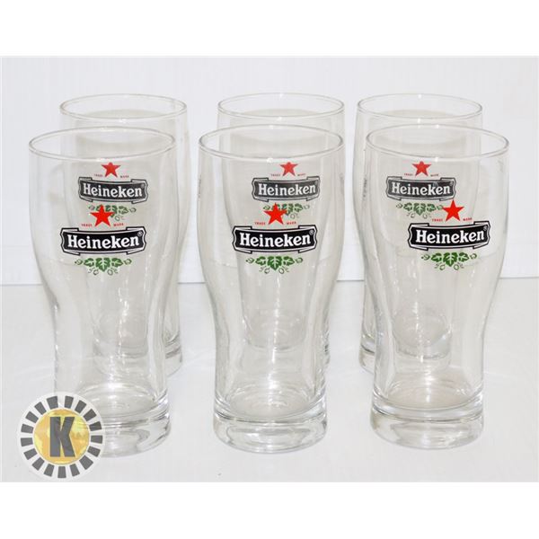 CASE OF 6 HEINEKEN GLASSES