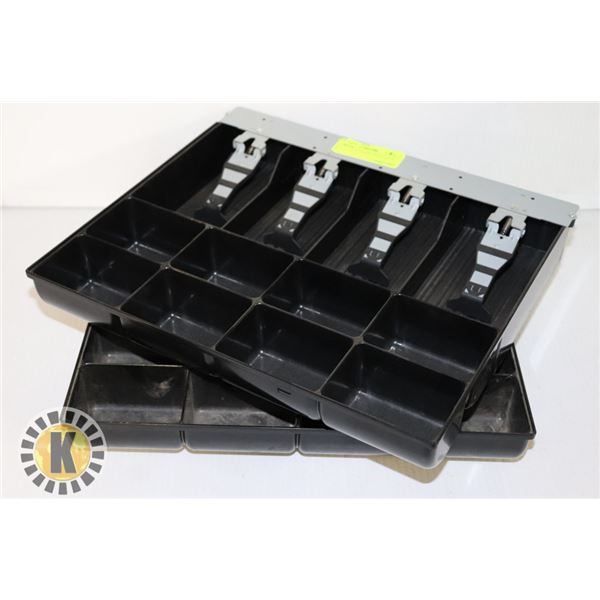 PAIR OF 4 SLOT CASH TRAY – 14” X 12.5” X 2.5”