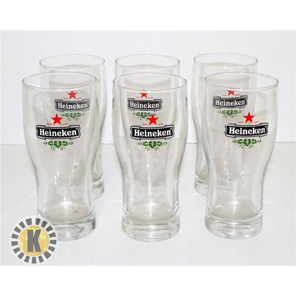 BOX OF 6 HEINEKEN PINT GLASSES