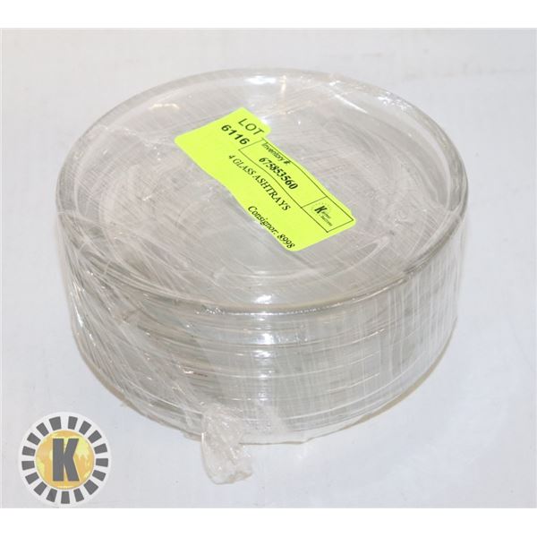 LOT OF 4 GLASS ASHTRAYS