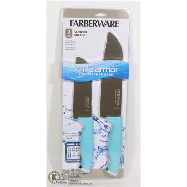 NEW 2PC FARBERWARE SANTOKU KNIFE SET 7"(17.7CM) K