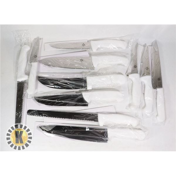 NEW WHITE HANDLE "ICE" KNIFE SET