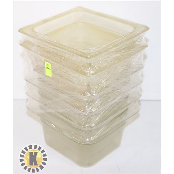 LOT OF 6 X 1/6 PAN PLASTIC INSERT 4" DEEP