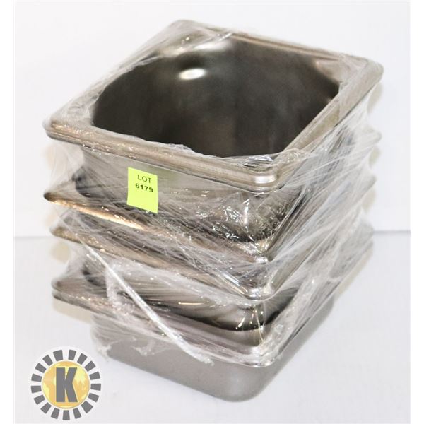 LOT OF 6 X 1/6 PAN METAL INSERT 6" DEEP