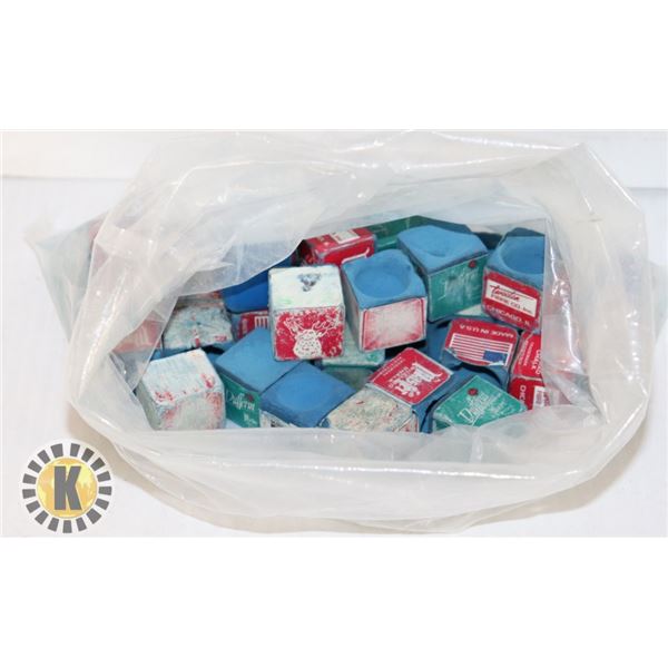BAG OF ASSORTED POOL CUE CHALK