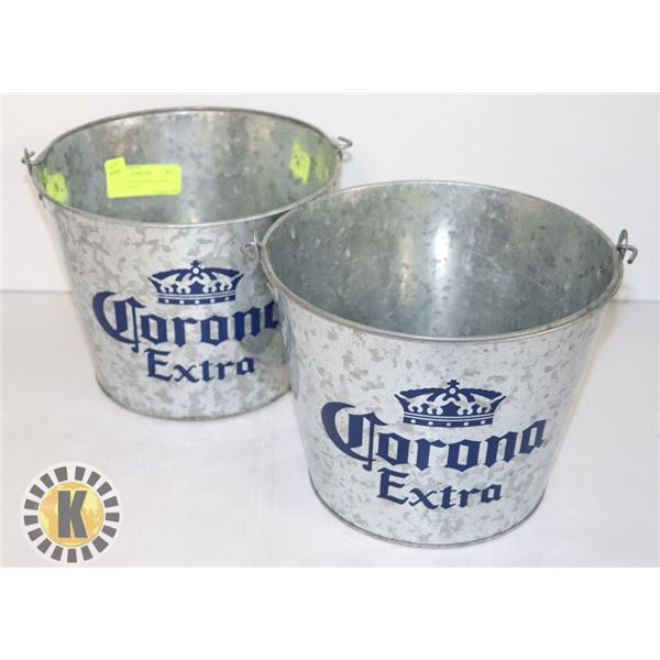 PAIR OF CORONA BEER BUCKET – SILVER - **NEW**
