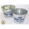 Image 1 : PAIR OF CORONA BEER BUCKET – SILVER - **NEW**