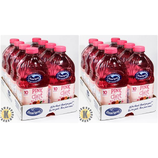 2 CASES OF 8 OCEAN SPRAY DIET PINK CRANBERRY JUICE