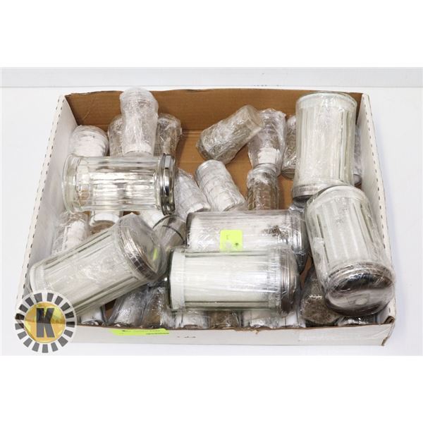 FLAT OF SALT SHAKERS- ASSORTED SIZES