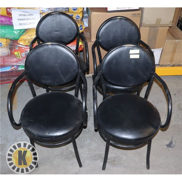 BAR CHAIRS SET OF 4 BLACK CUSHIONED