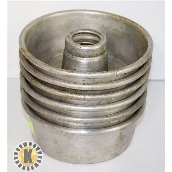 LOT OF 6 USED ANGEL FOOD CAKE PANS