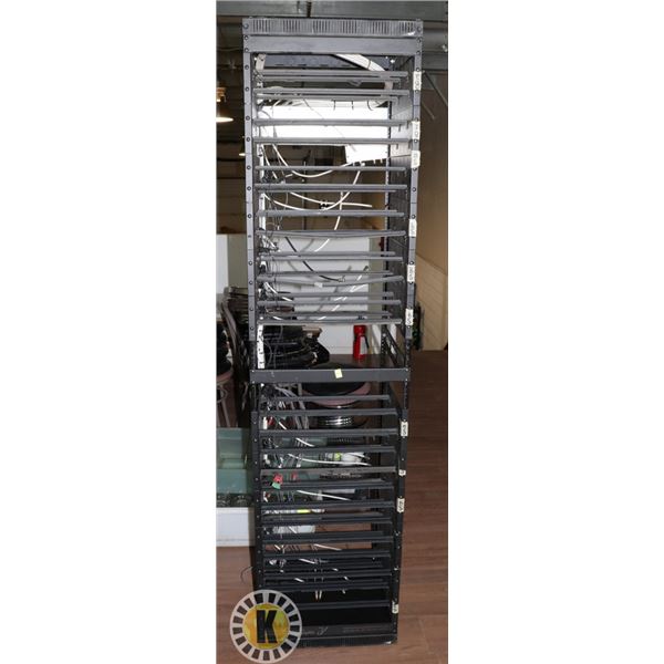 SERVER RACK WITH WIRING AND SOME COMPONENTS