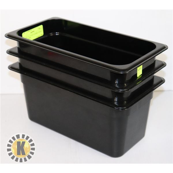 LOT OF 3 X 1/3 PAN CAMBRO INSERT 6” DEEP TEMP