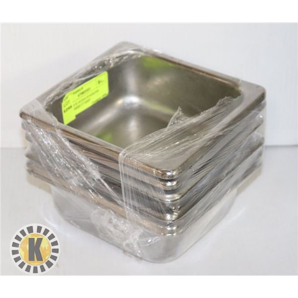 LOT OF 6 X 1/6 PAN STAINLESS STEEL INSERT 2” DEEP