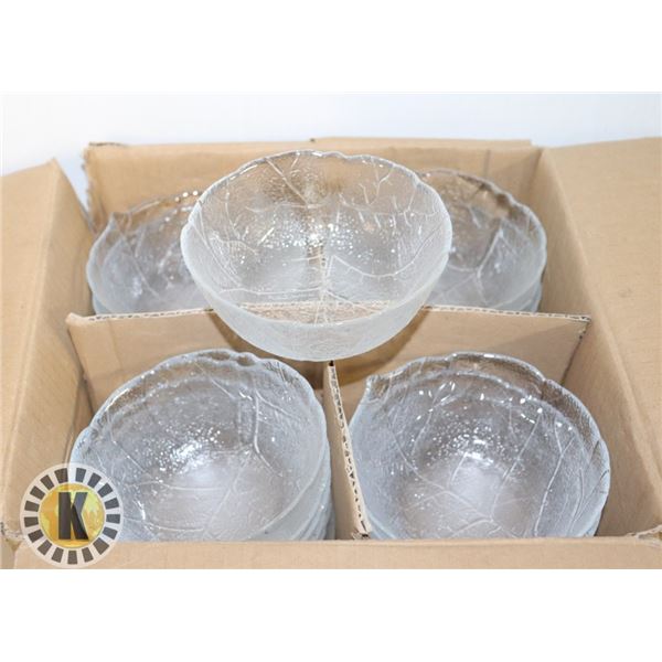BOX OF 24 GLASS BOWLS /W FLORAL PRINT “ASPEN”