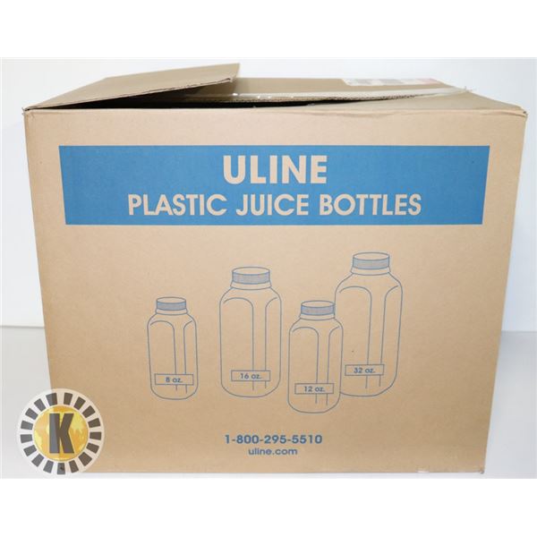 BOX OF ULINE PLASTIC JUICE BOTTLE