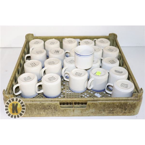 RACK OF COFFEE MUGS
