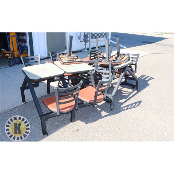 LOT OF 8 MCDONALD'S TABLES WITH ATTACHED CHAIRS