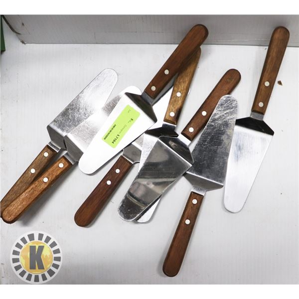 LOT OF 8 PIZZA OR PIE WOOODEN HANDLED SERVER