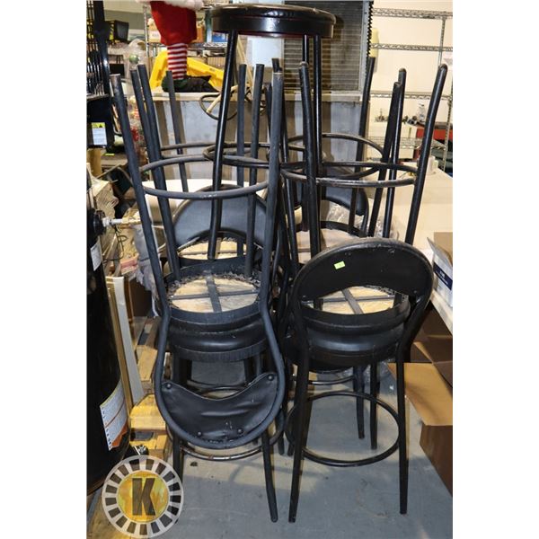 LOT OF 8 BAR HEIGHT CHAIRS AND ONE STOOL