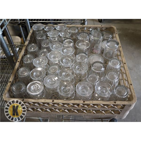 DISH RACK OF ASSORTED GLASSWARE