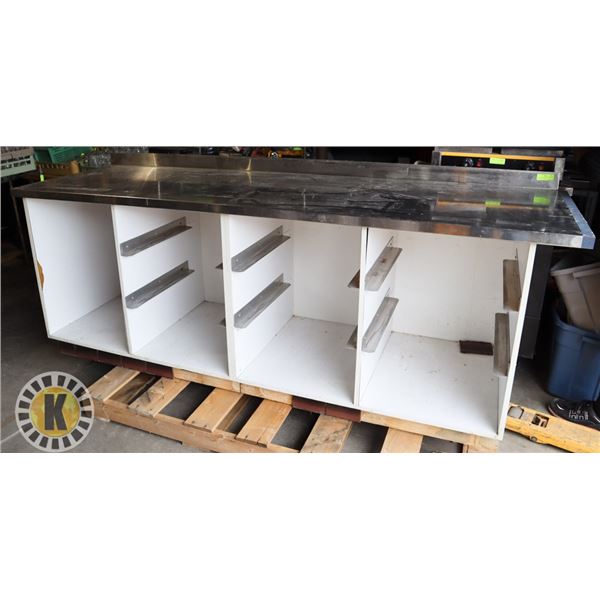 SS COUNTER /BASE & 4 CABINETS /W DISHRACK HOLDERS