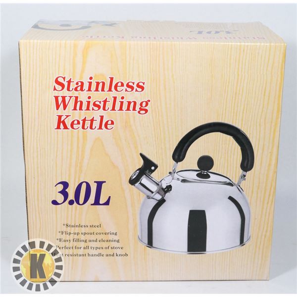 NEW STAINLESS WHISTLING KETTLE. 3.0L  CAPACITY
